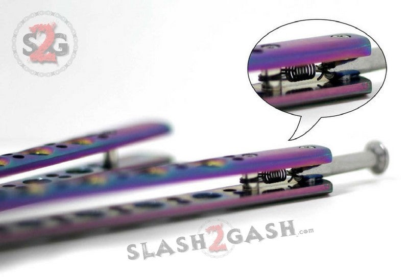 Butterfly Knife TRAINER Dull Balisong w/ Spring Latch - Rainbow Knife-Balisong - Tophatter Daily Deals