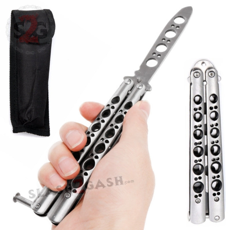 Classic Black Hole Butterfly Knife TRAINER Dull Practice Balisong Knife-Balisong - Tophatter Daily Deals