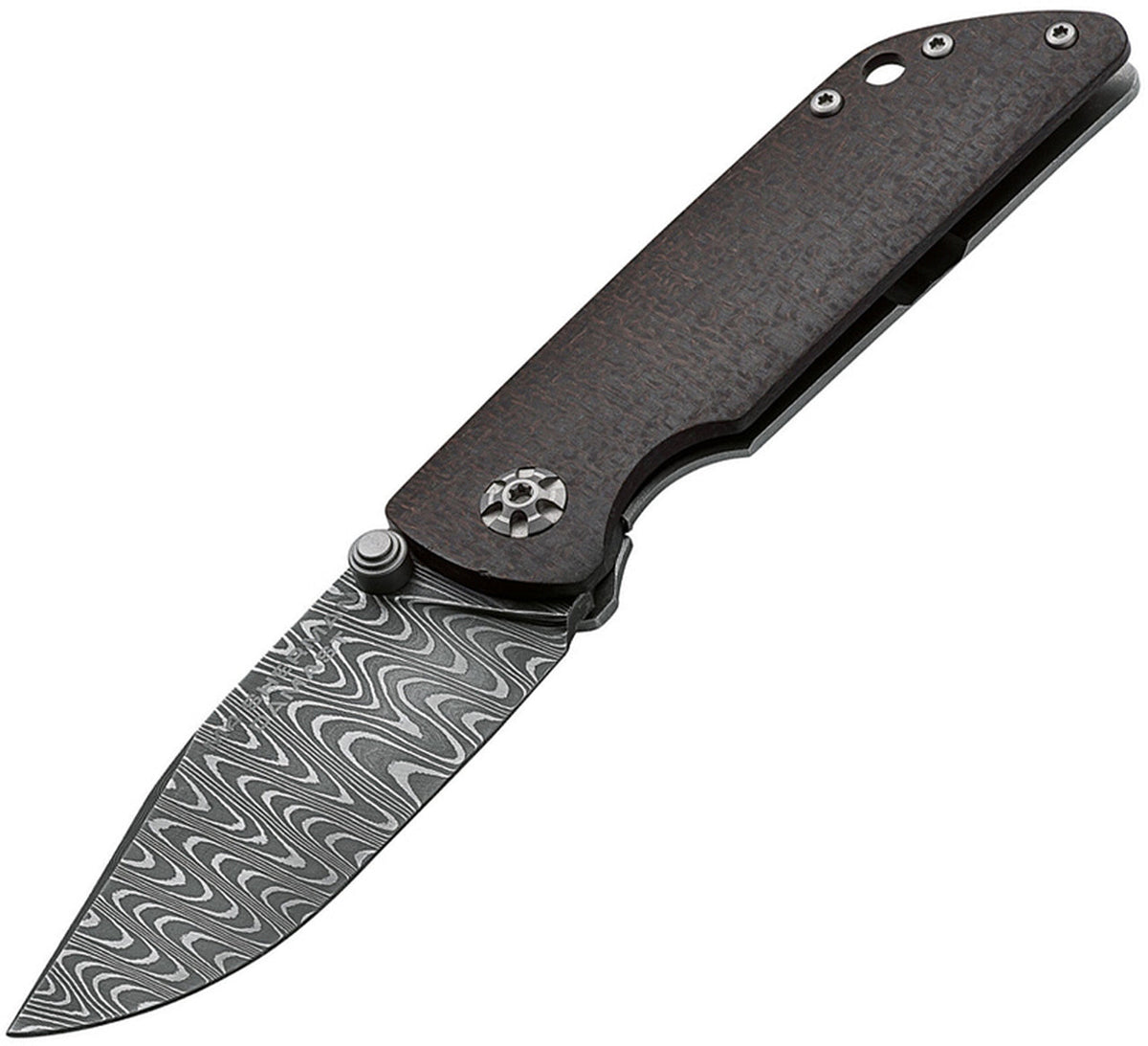 Boker M4 Sherman - Damascus Blade - Brown Burlap Micarta Handles - 110662DAM Knives - Tophatter Daily Deals