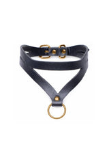 XR Brands - Master Series - Bondage Baddie Collar with O-Ring- Black/Gold BDSM - Tophatter Daily Deals