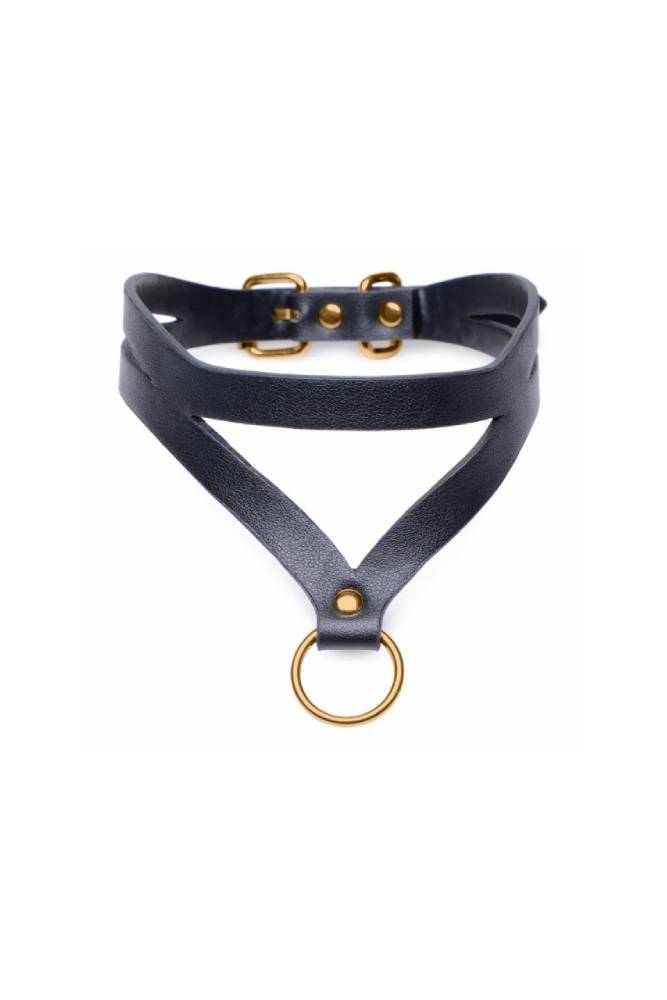 XR Brands - Master Series - Bondage Baddie Collar with O-Ring- Black/Gold BDSM - Tophatter Daily Deals
