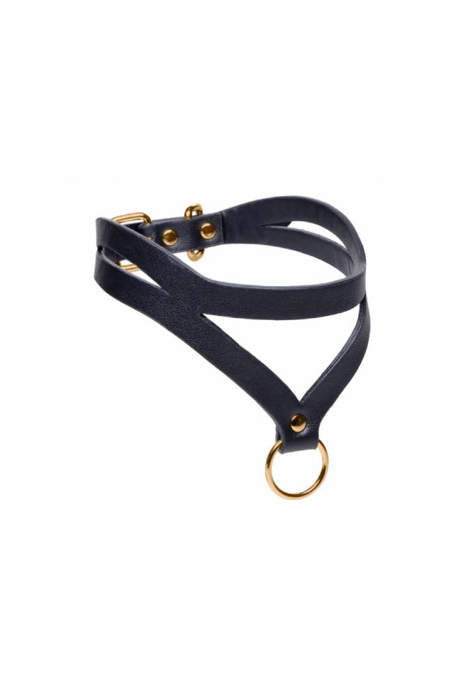 XR Brands - Master Series - Bondage Baddie Collar with O-Ring- Black/Gold BDSM - Tophatter Daily Deals