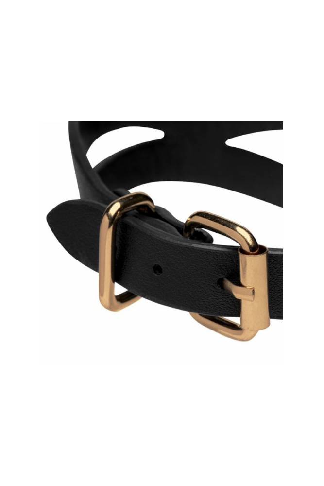 XR Brands - Master Series - Bondage Baddie Collar with O-Ring- Black/Gold BDSM - Tophatter Daily Deals