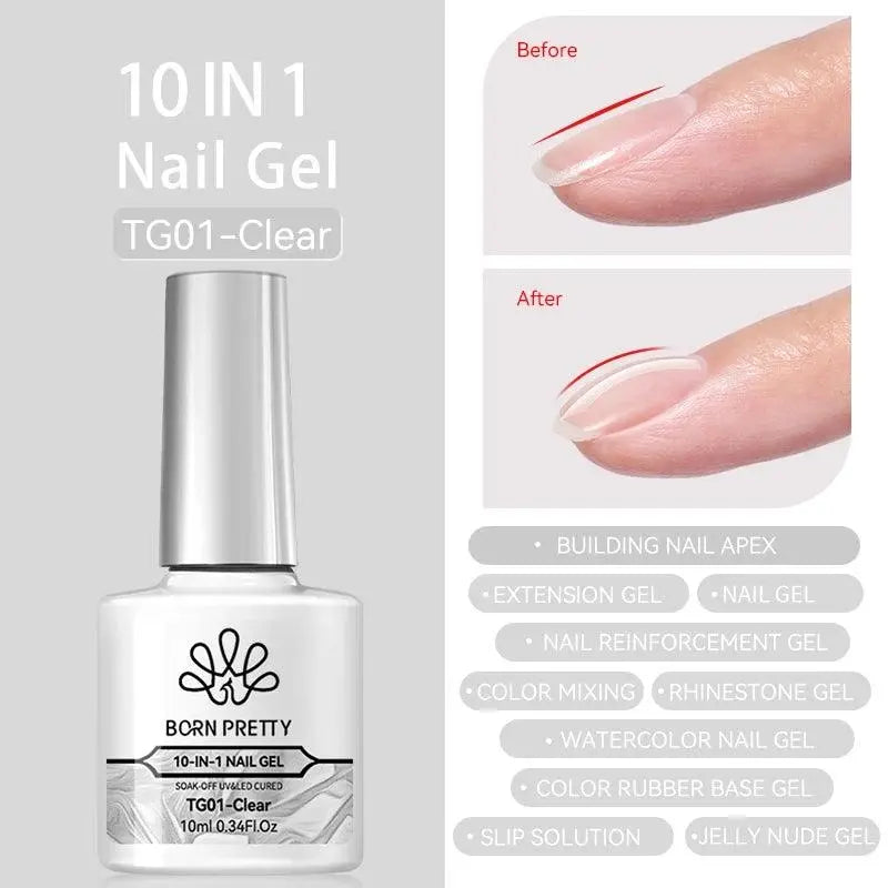 BORN PRETTY Milky White Jelly Nude Gel Nail Polish 10ml White Translucent Soak Off Gel Vernis Semi Permanent Need UV Light Cure 10 IN 1 Nail Gel1 - Tophatter Daily Deals