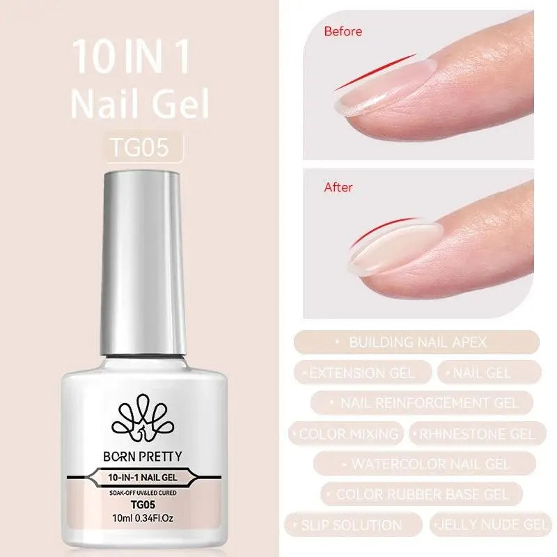 BORN PRETTY Milky White Jelly Nude Gel Nail Polish 10ml White Translucent Soak Off Gel Vernis Semi Permanent Need UV Light Cure 10 IN 1 Nail Gel5 - Tophatter Daily Deals