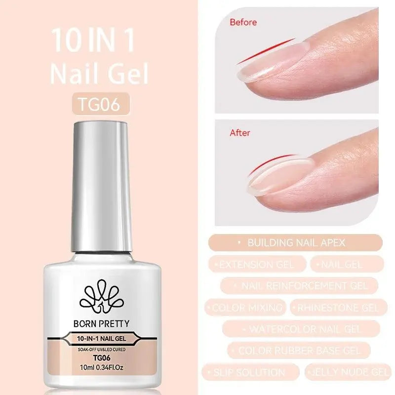 BORN PRETTY Milky White Jelly Nude Gel Nail Polish 10ml White Translucent Soak Off Gel Vernis Semi Permanent Need UV Light Cure 10 IN 1 Nail Gel6 - Tophatter Daily Deals