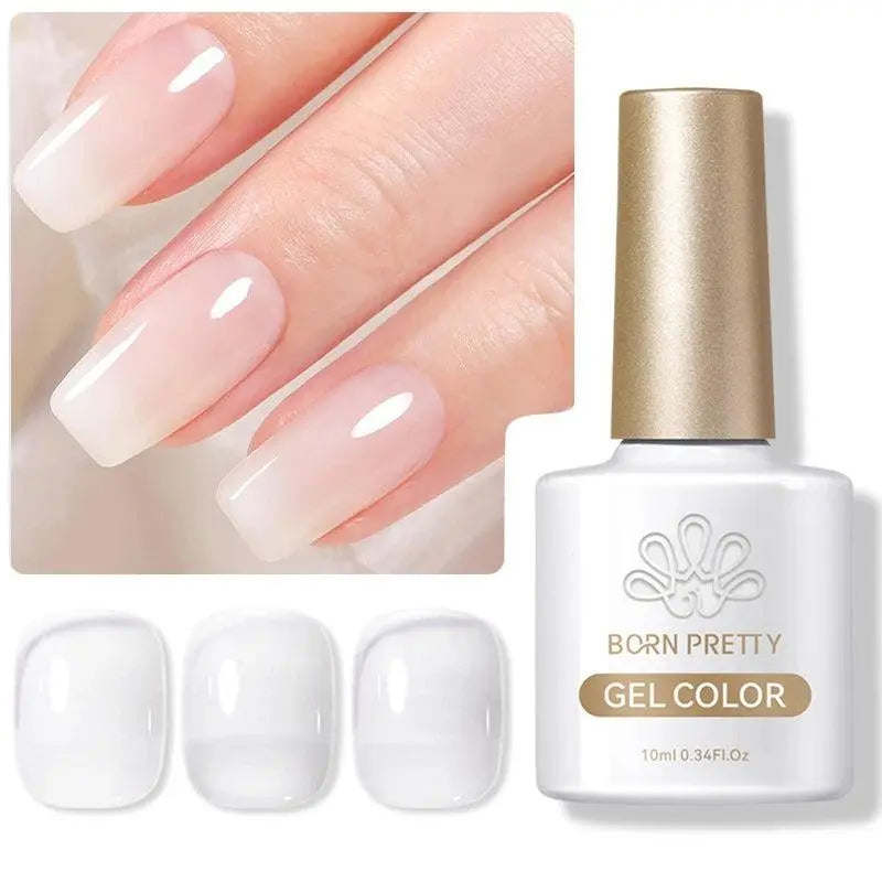 BORN PRETTY Milky White Jelly Nude Gel Nail Polish 10ml White Translucent Soak Off Gel Vernis Semi Permanent Need UV Light Cure Milky Jelly Gel - Tophatter Daily Deals