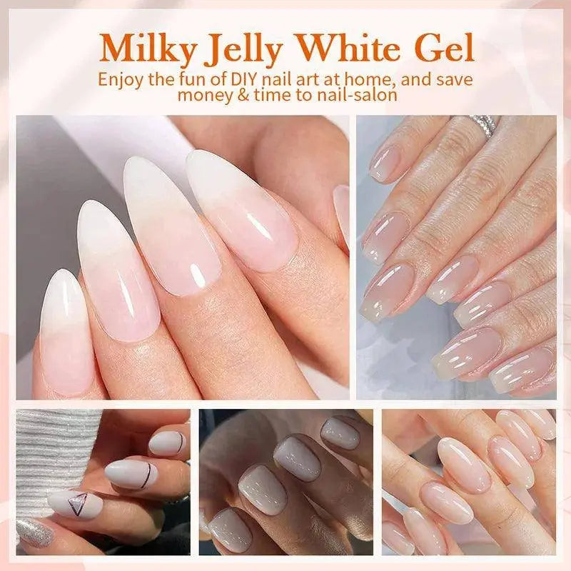 BORN PRETTY Milky White Jelly Nude Gel Nail Polish 10ml White Translucent Soak Off Gel Vernis Semi Permanent Need UV Light Cure - Tophatter Daily Deals