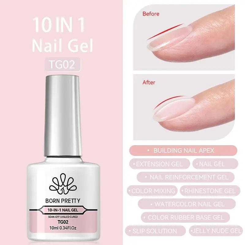 BORN PRETTY Milky White Jelly Nude Gel Nail Polish 10ml White Translucent Soak Off Gel Vernis Semi Permanent Need UV Light Cure 10 IN 1 Nail Gel2 - Tophatter Daily Deals