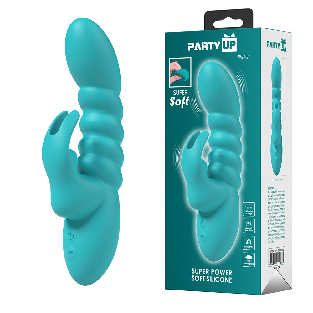 Party Up Brynlyn (Teal) – USB Rechargeable 18.2 cm Rabbit Vibrator > Vibrators > Ladies > Rabbit - Tophatter Daily Deals