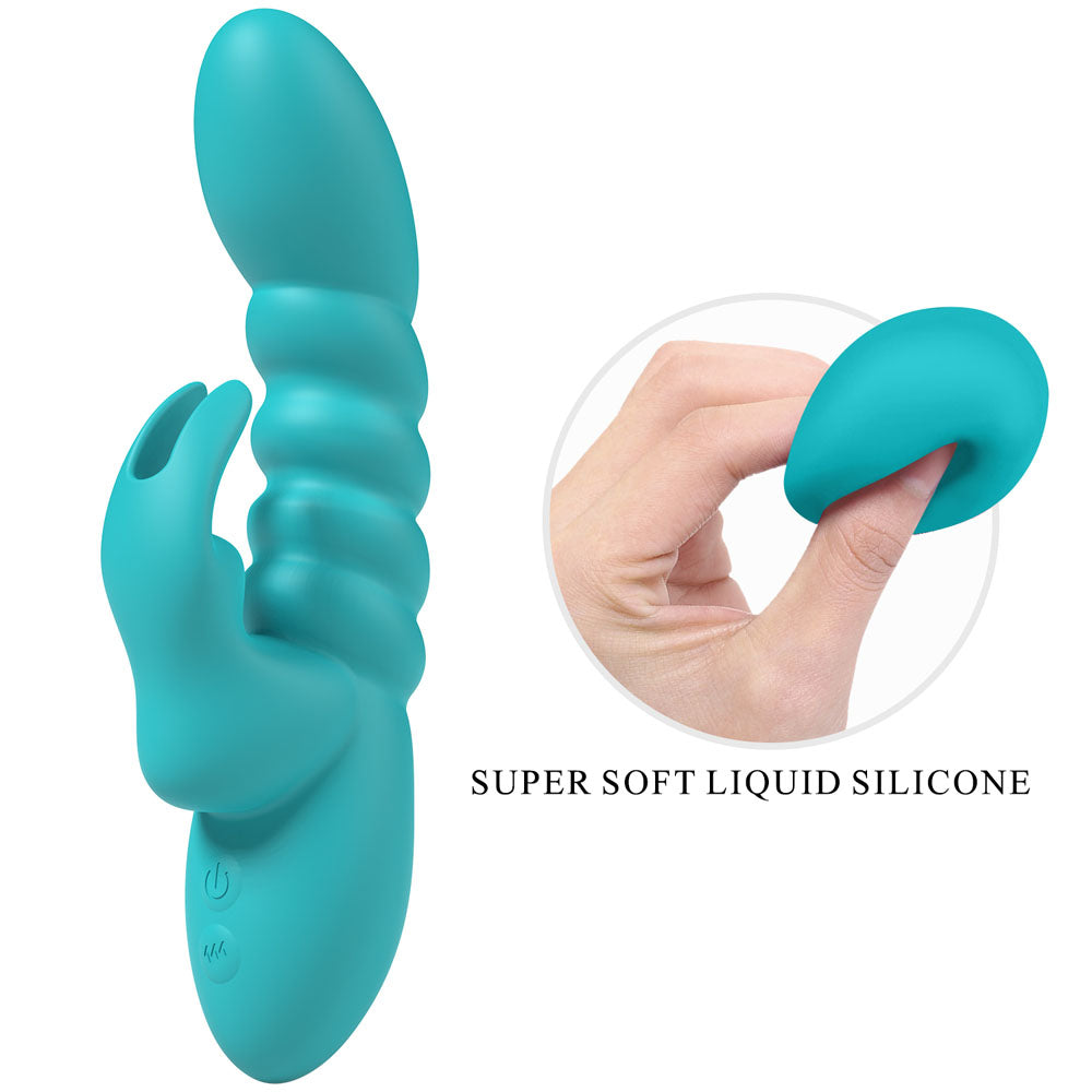 Party Up Brynlyn (Teal) – USB Rechargeable 18.2 cm Rabbit Vibrator > Vibrators > Ladies > Rabbit - Tophatter Daily Deals
