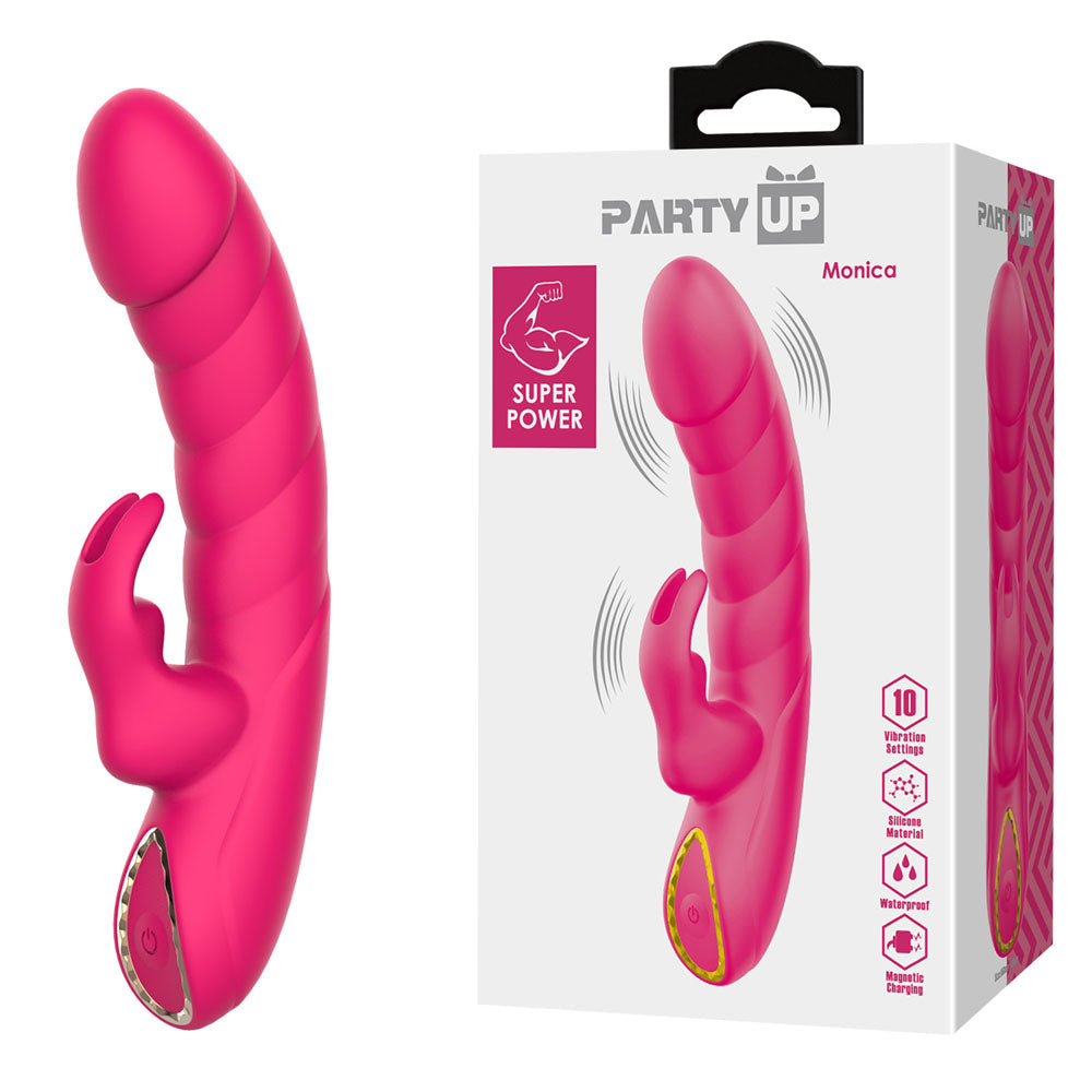 Party Up Monica – USB Rechargeable Waterproof 15.8 cm Rabbit Vibrator > Vibrators > Ladies > Rabbit - Tophatter Daily Deals