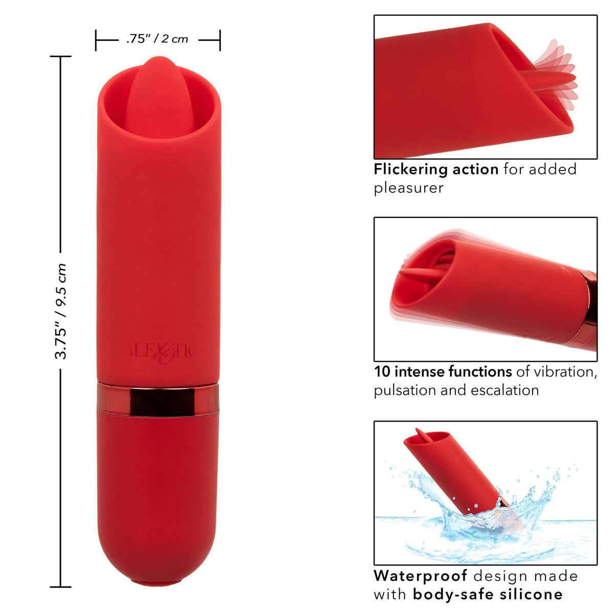Kyst Flicker Mini (Pink) – Waterproof Mini Massager with Flickering Tongue Tip and 10 Vibration Functions > Vibrators > Finger Vibrators - Tophatter Daily Deals