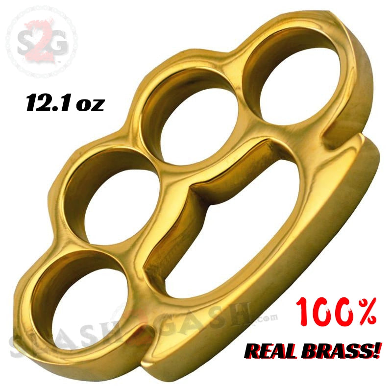 100% Real Brass Knuckles - 12.1 oz Solid Brass Paperweight Belt Buckle - Tophatter Daily Deals