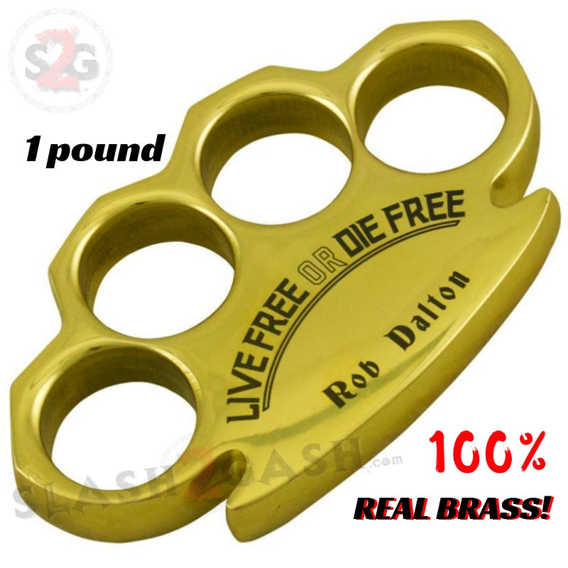 Rob Dalton 100% Real Brass Knuckles - Live Free Die Free Paperweight Belt Buckle - Tophatter Daily Deals