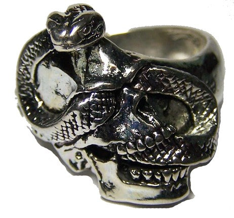 SNAKE IN SKULL BIKER RING - Tophatter Daily Deals