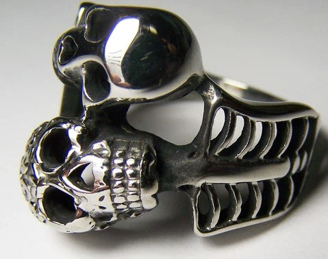 WRAP AROUND SKELETONS STAINLESS STEEL BIKER RING - Tophatter Daily Deals