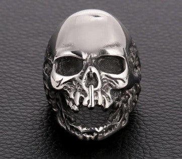 LARGE SCARY OPEN MOUTH SKULL METAL BIKER RING - Tophatter Daily Deals