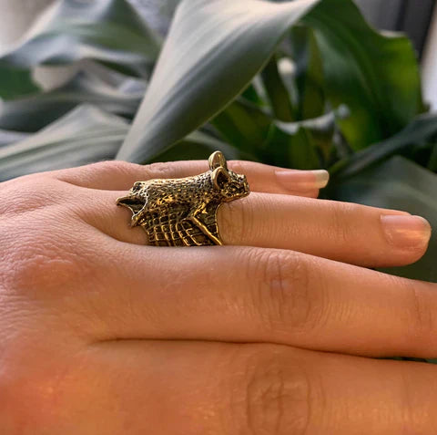 ADJUSTABLE METAL FLYING BAT BIKER RING - Tophatter Daily Deals