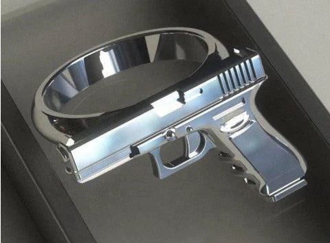 SILVER PISTOL METAL BIKER RING - Tophatter Daily Deals