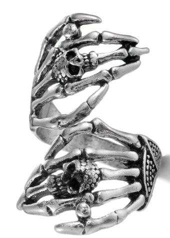 ADJUSTABLE SKELETON HANDS METAL BIKER RING - Tophatter Daily Deals