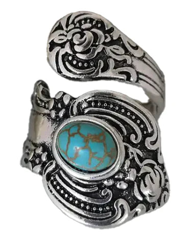 Wrap Around Western Turquoise Color Stone Ring - Tophatter Daily Deals
