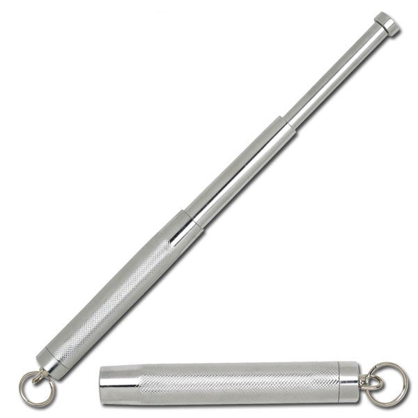 12" Expandable Silver Keychain Self Defense Pocket Mini Buster Police Baton - Tophatter's Guns'N'Weapons Store Collectible Weapons - Tophatter Daily Deals