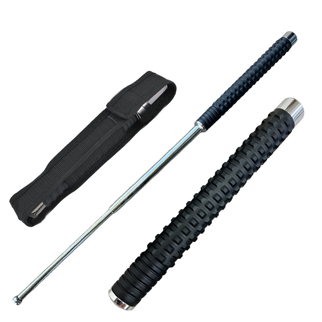 21 Inch Self Defense EXTENDABLE Silver Finish Walking Steel Stick Baton Collectible Weapons - Tophatter Daily Deals