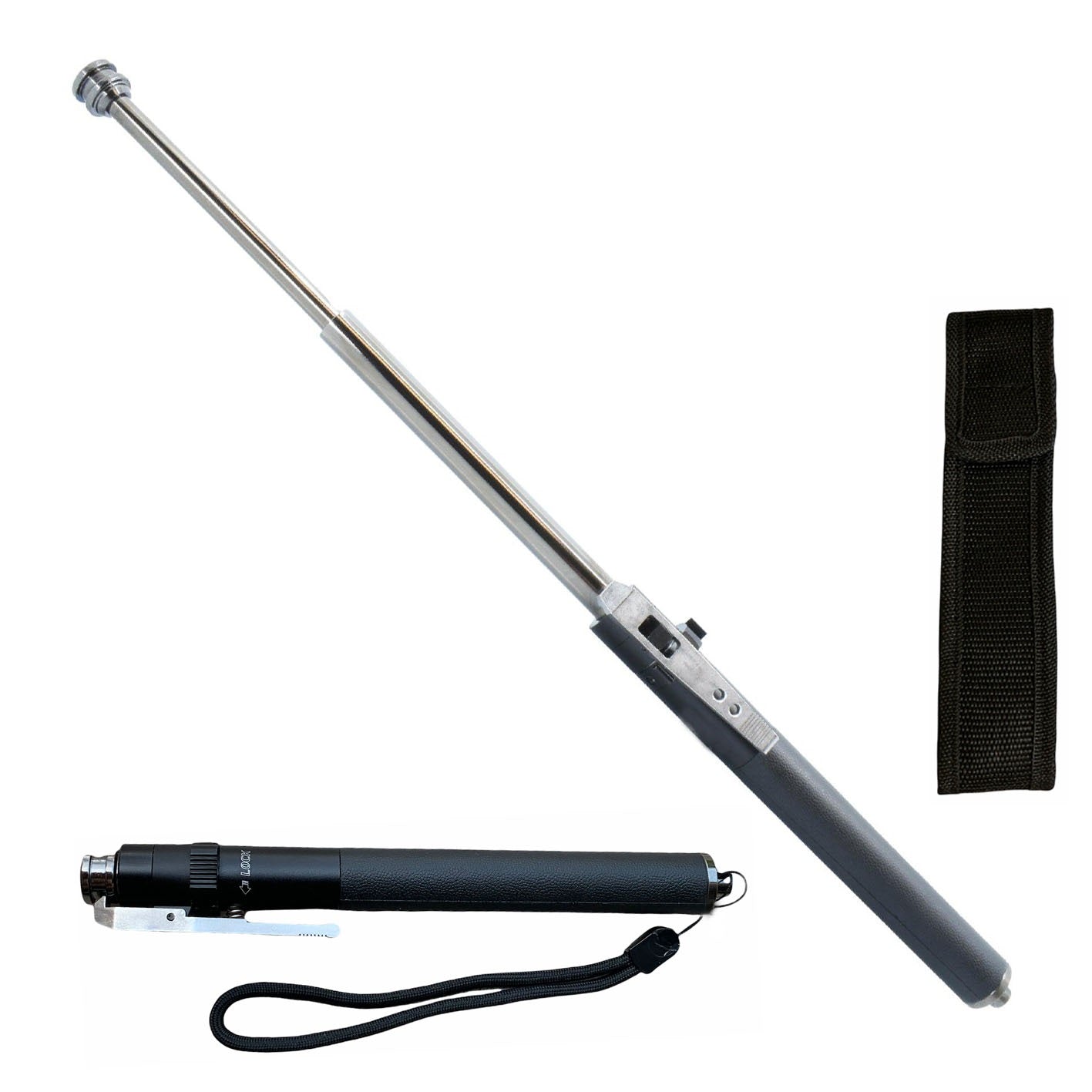 16 Inch Self Defense Automatic Expandable Steel Baton - TOPHATTER'S ARMORY DEALS Collectible Weapons - Tophatter Daily Deals