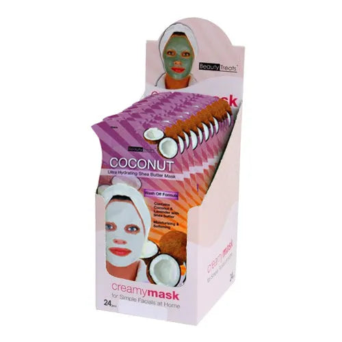 BEAUTY TREATS Coconut Ultra Hydrating Hydrating Shea Butter Mask - Display Box 24 Pcs 0 0 - Tophatter Daily Deals