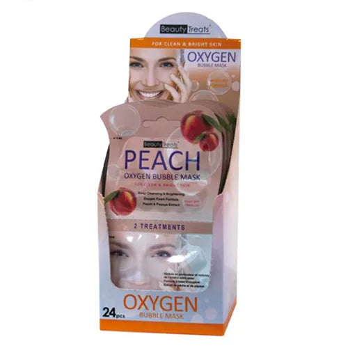 BEAUTY TREATS Peach Oxygen Bubble Mask - Display Box 24 Pcs 0 0 - Tophatter Daily Deals
