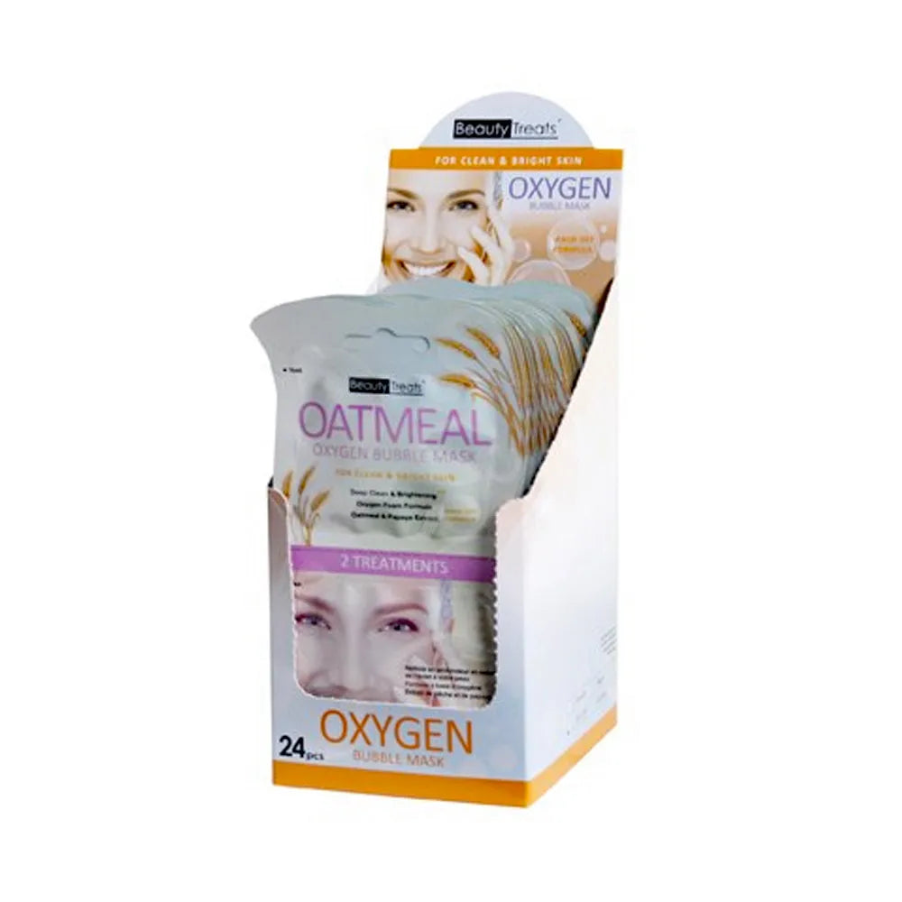 BEAUTY TREATS Oatmeal Oxygen Bubble Mask Display Set, 24 Pieces 0 0 - Tophatter Daily Deals