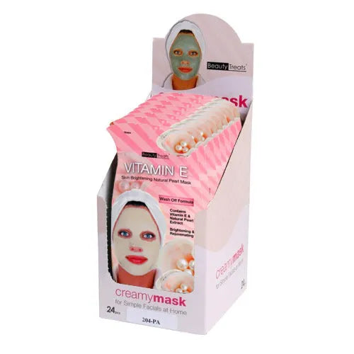 BEAUTY TREATS Vitamin E Skin Brightening Natural Pearl Mask - Display Box 24pcs 0 0 - Tophatter Daily Deals