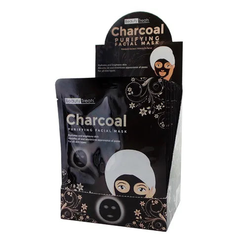 BEAUTY TREATS Charcoal Purifying Facial Mask Display Box - 24 Pieces 0 0 - Tophatter Daily Deals