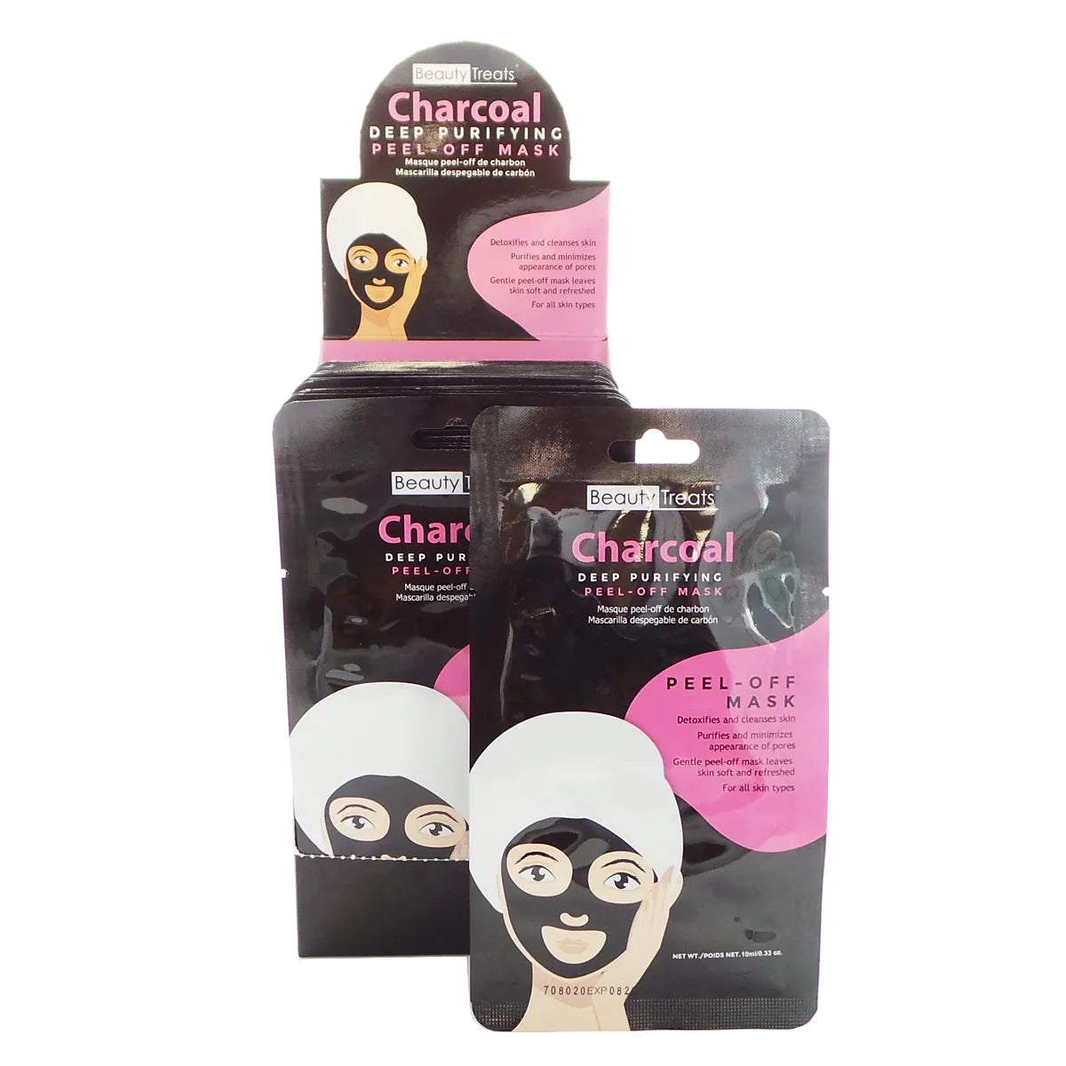 BEAUTY TREATS Deep Purifying Peel-Off Charcoal Mask Display Set, 24 Pieces 0 0 - Tophatter Daily Deals