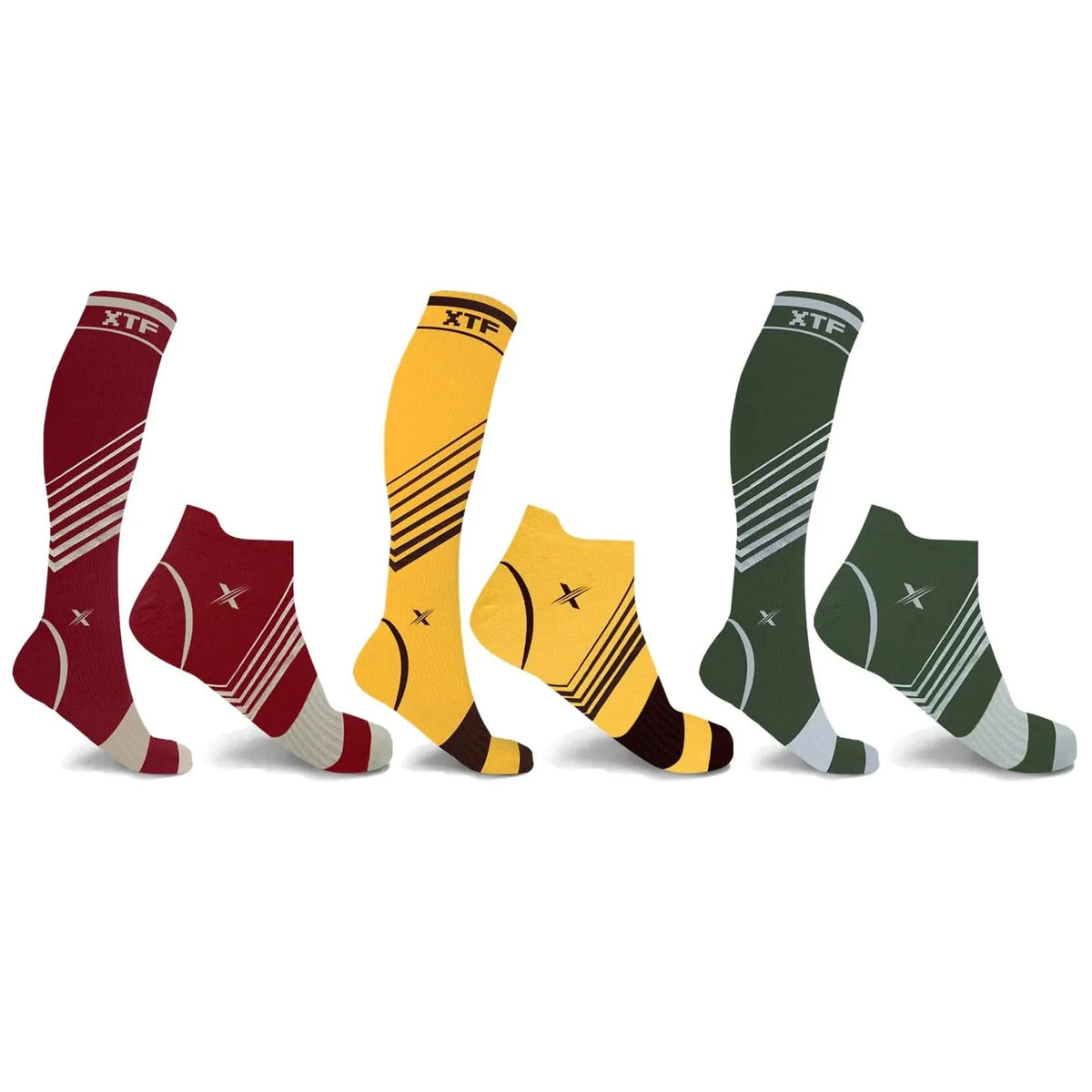 6-Pairs: Pain Relief Support Everyday Wear Striped Ankle And Knee-High Compression Socks Health & Wellness - Tophatter Daily Deals