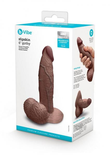 B-Vibe Slipskin Realistic Silicone Dildo 6 Inch Girthy Brown > Dildos > Realistic Dildos - Tophatter Daily Deals