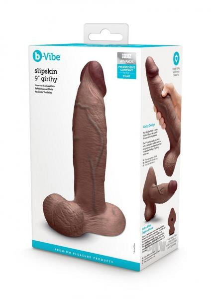 B-Vibe Slipskin Realistic Silicone Dildo 9 Inch Girthy Brown > Dildos > Large Dildos - Tophatter Daily Deals