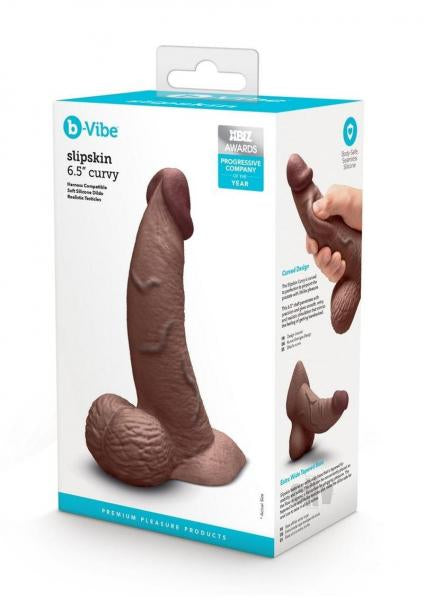 B-Vibe Slipskin Realistic Silicone Dildo 6.5 Inch Curved Brown > Dildos > Realistic Dildos - Tophatter Daily Deals