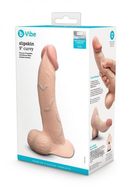 B-Vibe Slipskin Realistic Silicone Dildo 9 Inch Curved Cream > Dildos > Large Dildos - Tophatter Daily Deals