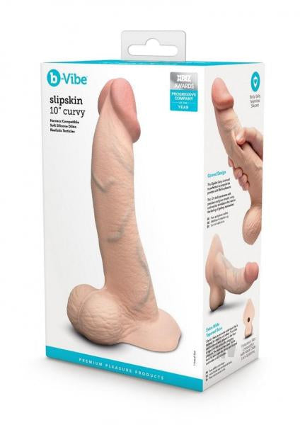 B-Vibe Slipskin Realistic Silicone Dildo 10 Inch Curved Cream > Dildos > Large Dildos - Tophatter Daily Deals