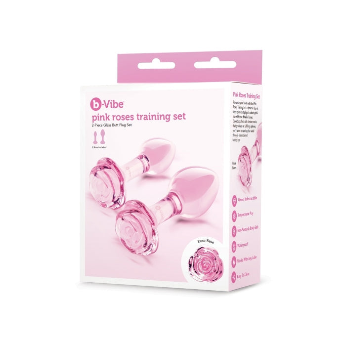 B-Vibe Pink Roses Glass Butt Plug Training Set > Glass > Toys - Tophatter Daily Deals