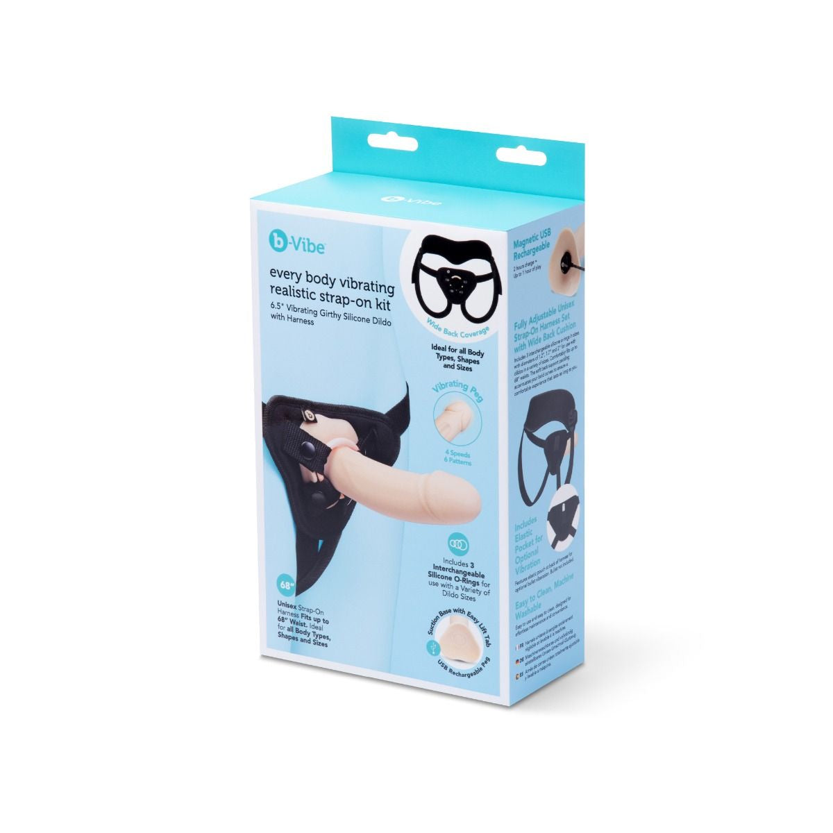b-Vibe Every Body (Black) – Vibrating Realistic Strap-On Kit with 6.5 Inch Dildo > Dildos > Strap On Dildos - Tophatter Daily Deals