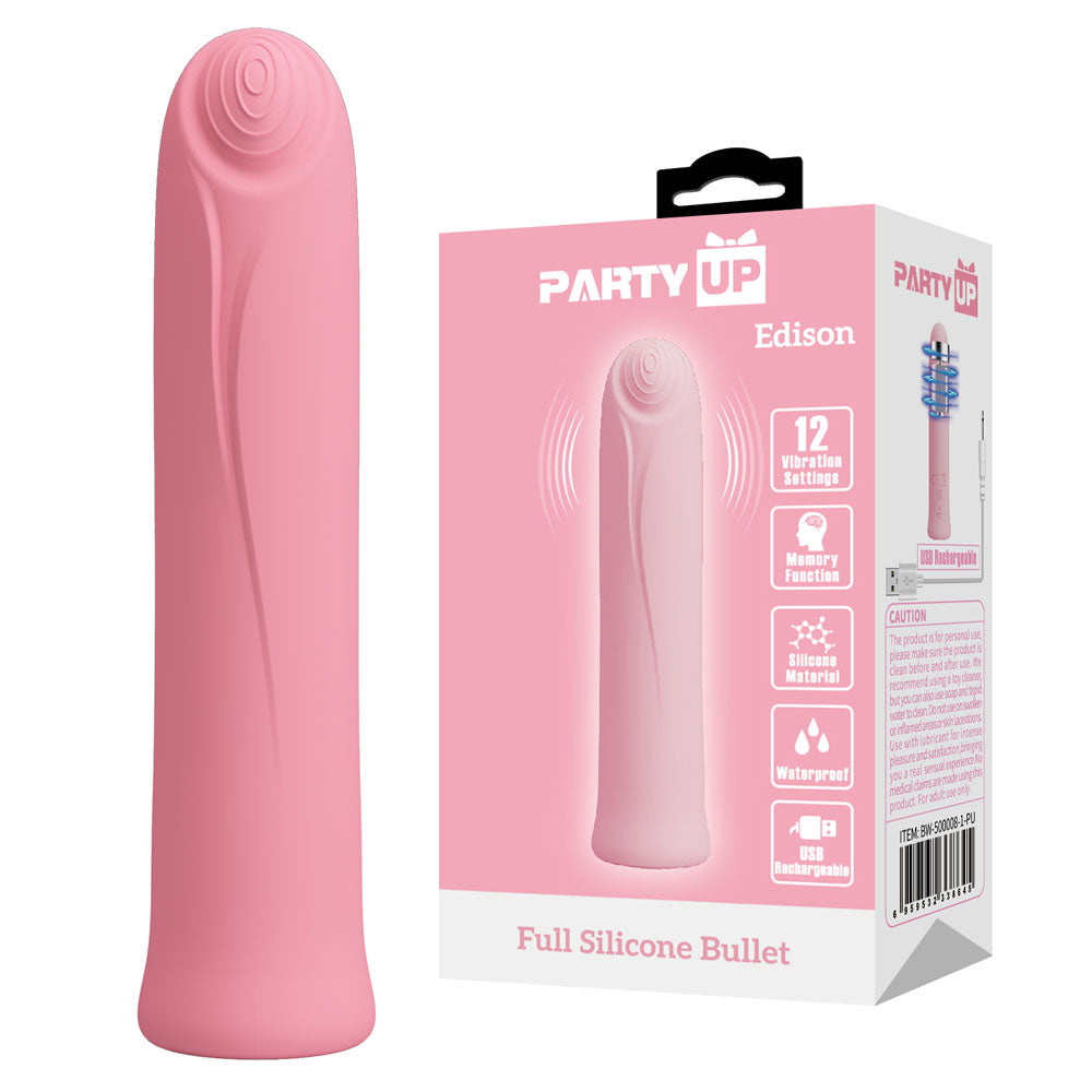 Party Up Edison (Black) – USB Rechargeable 10.3 cm Bullet Vibrator > Vibrators > Mini Vibrators - Tophatter Daily Deals