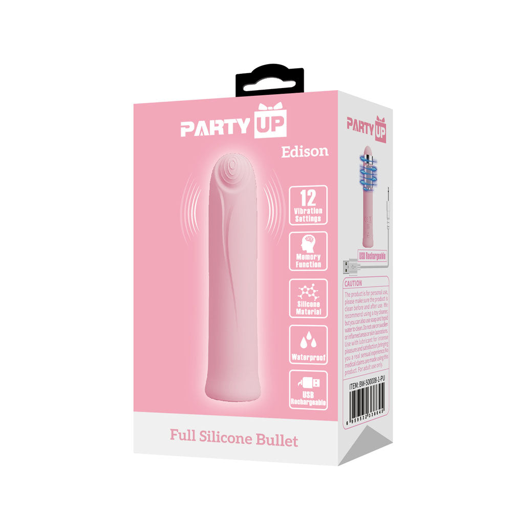 Party Up Edison (Black) – USB Rechargeable 10.3 cm Bullet Vibrator > Vibrators > Mini Vibrators - Tophatter Daily Deals