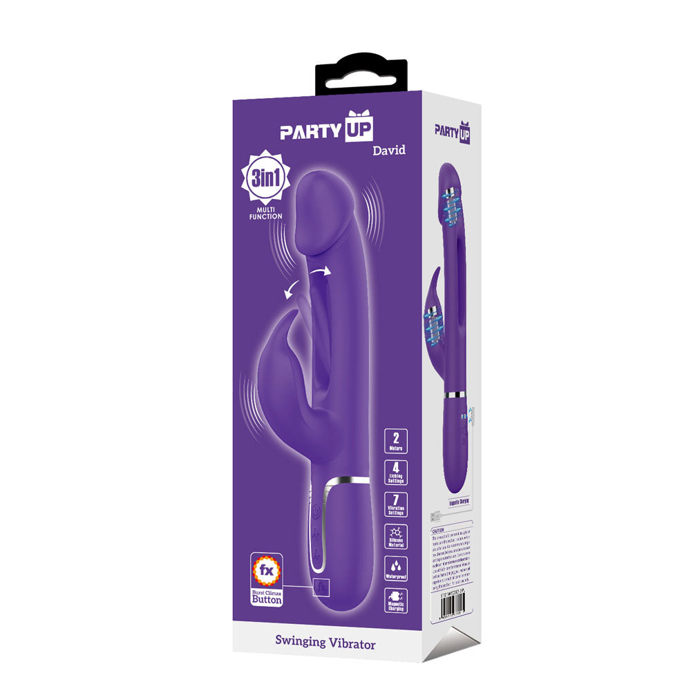 Party Up David Swinging Vibe 23.2 Centimeter Rabbit Vibrator with Flicking Arm > Vibrators > Ladies > Rabbit - Tophatter Daily Deals