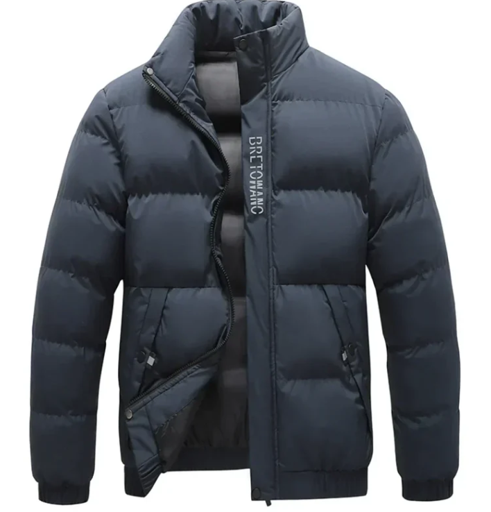 Insulating Men's Puffer Jacket - Box Quilted Windproof Cold Blue - Tophatter Daily Deals
