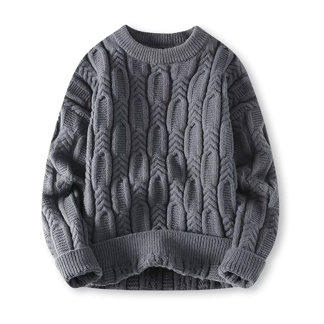 Warm Men’s Sweater - Cable Knit, Chunky, For Winter Gray - Tophatter Daily Deals