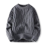 Warm Men’s Sweater - Cable Knit, Chunky, For Winter Gray - Tophatter Daily Deals