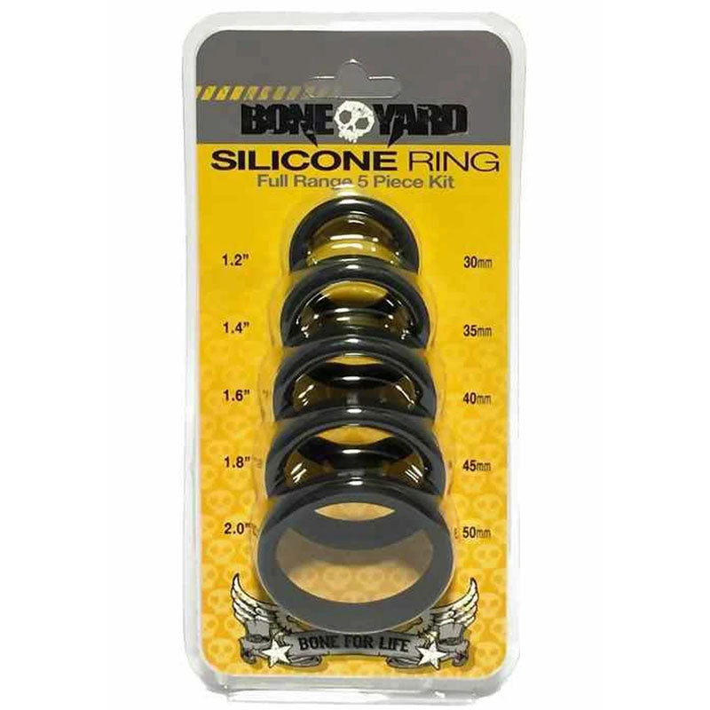 Boneyard Silicone Ring Five Piece Kit Black > Cock Ring > Sets - Tophatter Daily Deals